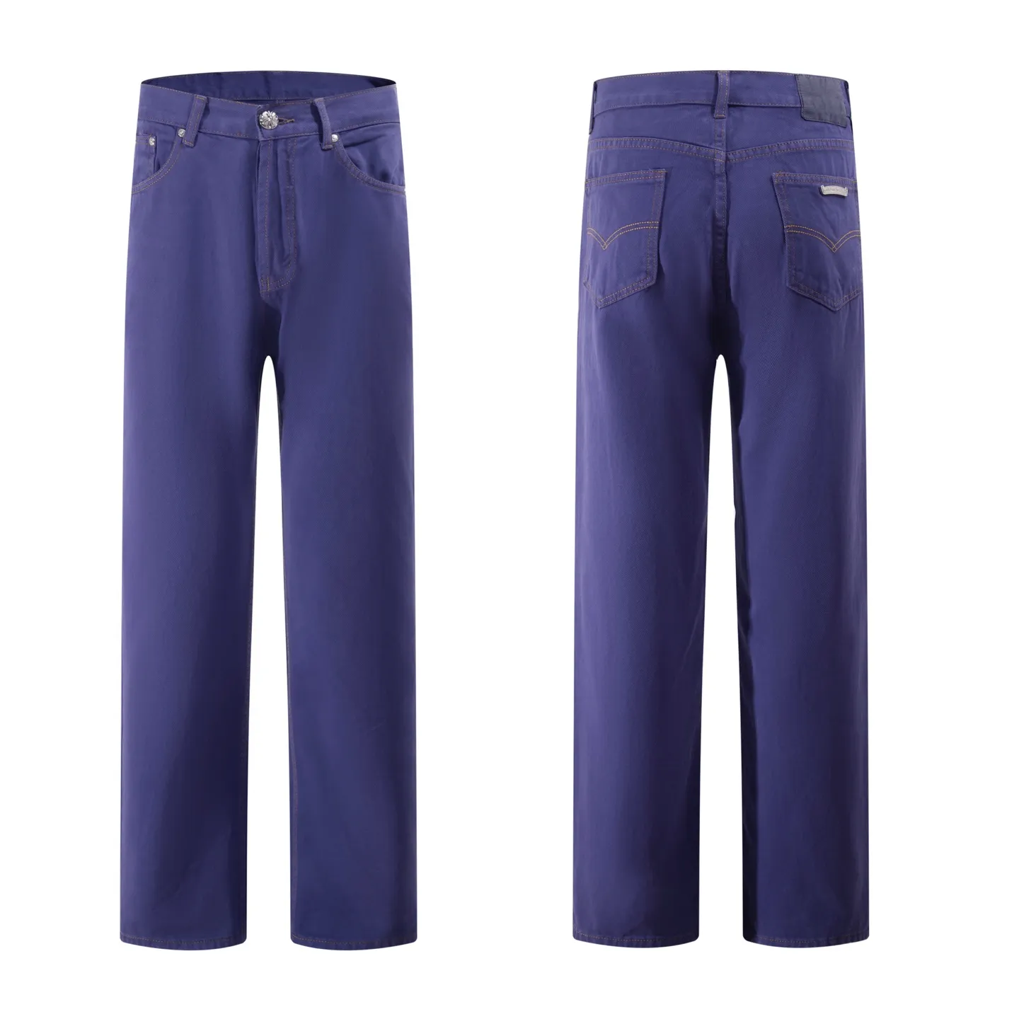 P220 Style number: H32 Croxin & 𝐂𝐡𝐫𝐨𝐦𝐞 𝐇𝐞𝐚𝐫𝐭 ss25 purple dopamine solid color jeans. Styles with different washed textures are very friendly to people with thin legs and thick legs. The slightly flared version perfectly modifies the leg shape. The timeless and moderate length makes it easy to match and match. It is the basis for various styles and is a must-have in your wardrobe! The fabric is stiff but also makes the upper body soft without losing texture. The washing process is even more perfect. It is a must-have item for everyone! ! ! Washed wheat, hang tag, pants label, three labels complete Color: purple Size: 28-30-32-34